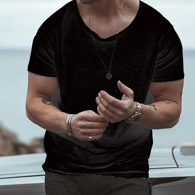 2023 Foreign Trade Independent Station Hot Summer Thin Men's T-Shirt Solid Color Loose European Size Round Neck Base Shirt Spot