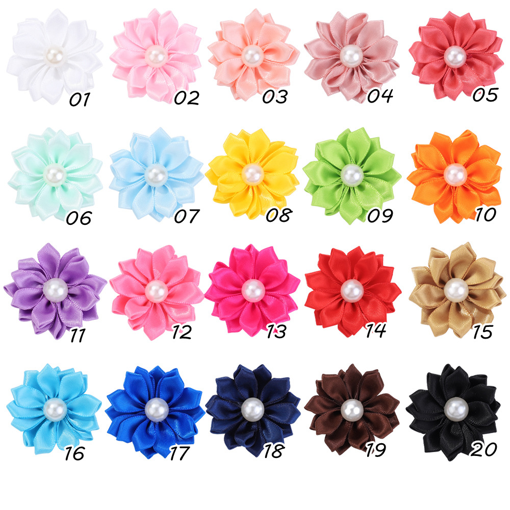 Amazon new 1.6 inch children's flower simulation bead rubber band ponytail hair ring petal hair rope 4018