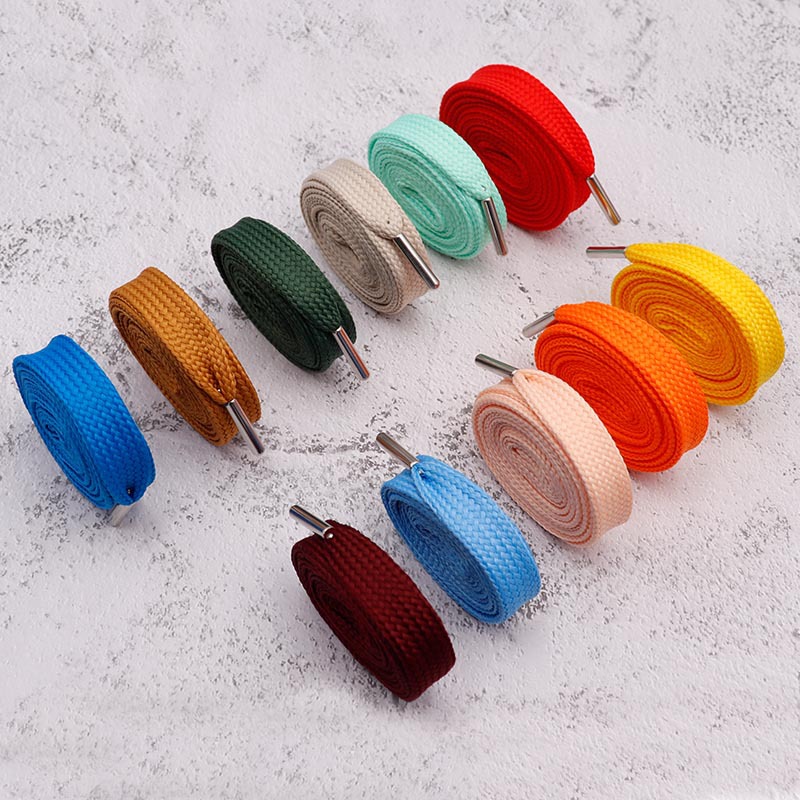 Kulokin fat shoelace widened 1.8cm flat solid color with metal head McQueen shoes AJ1 shoe rope decoration