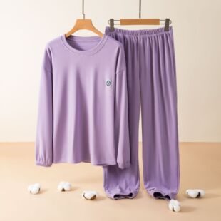 Autumn and Winter Velvet German Warm Home Suit Casual Long-sleeved Trousers Home Pajamas Round Neck Double-sided Velvet Thickened Home Suit