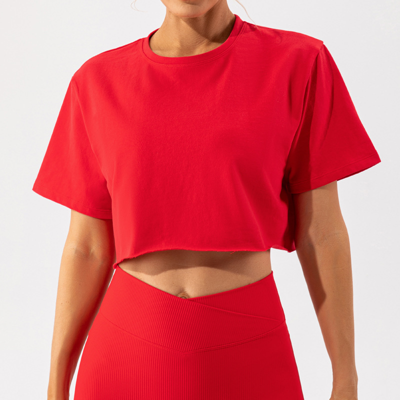 2023 outdoor dance sports short-sleeved yoga clothes women's casual running fitness top loose sports T-shirt women