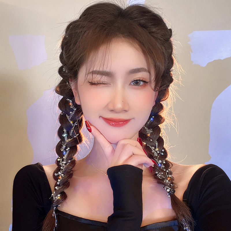 李沁同款星星發鏈髮飾女小眾設計感編發頭飾流蘇髮夾側邊高級感夏