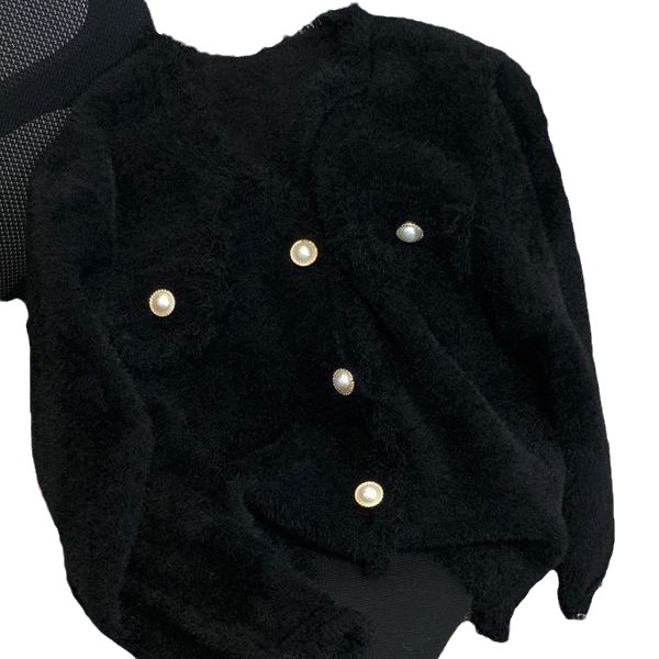 2023 Spring and Autumn New faux mink velvet knitted sweater women's elegant gentle style top tassel cardigan coat