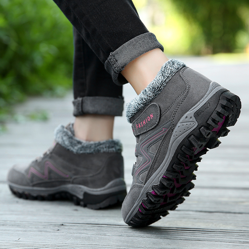 2022 plus size height increasing couple snow boots winter fleece-lined warm men's and women's outdoor cotton-padded shoes mid-top sports cotton-padded shoes