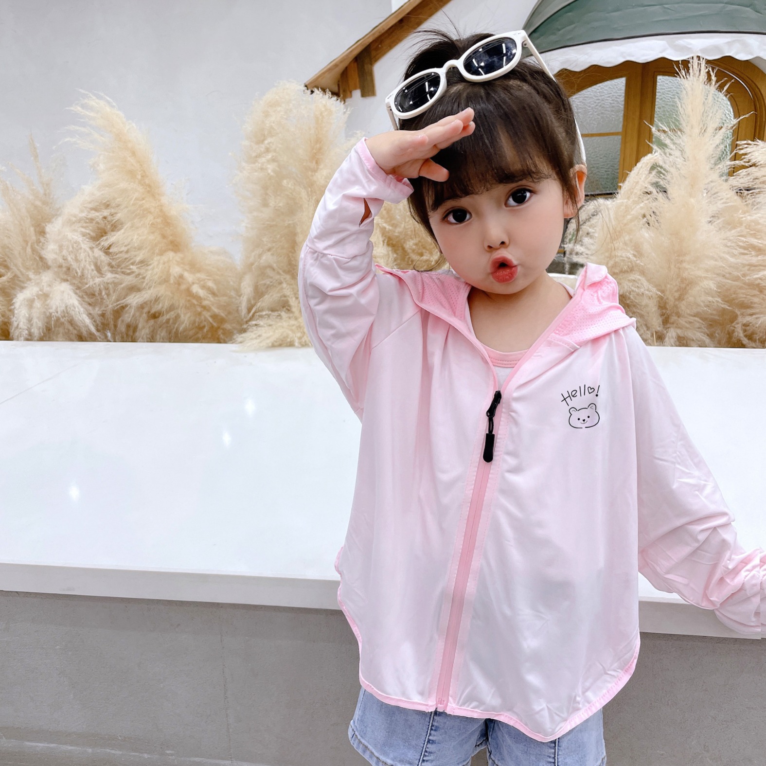 2024 Summer Solid Color Ice Silk Children's Sun Protection Clothing Sun Protection Baby Coat Boys' and Children's Travel Sun Protection Clothing