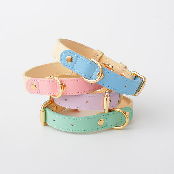 Loudik wholesale explosion leather pet collar dog leash set dog walking rope small and medium-sized dog cross-border