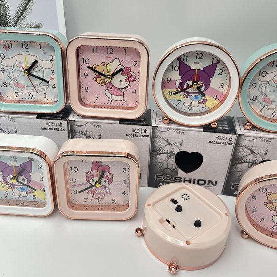 Coolomedi Yugui dog round alarm clock KT cat mute alarm clock bedroom desktop decoration clock prize
