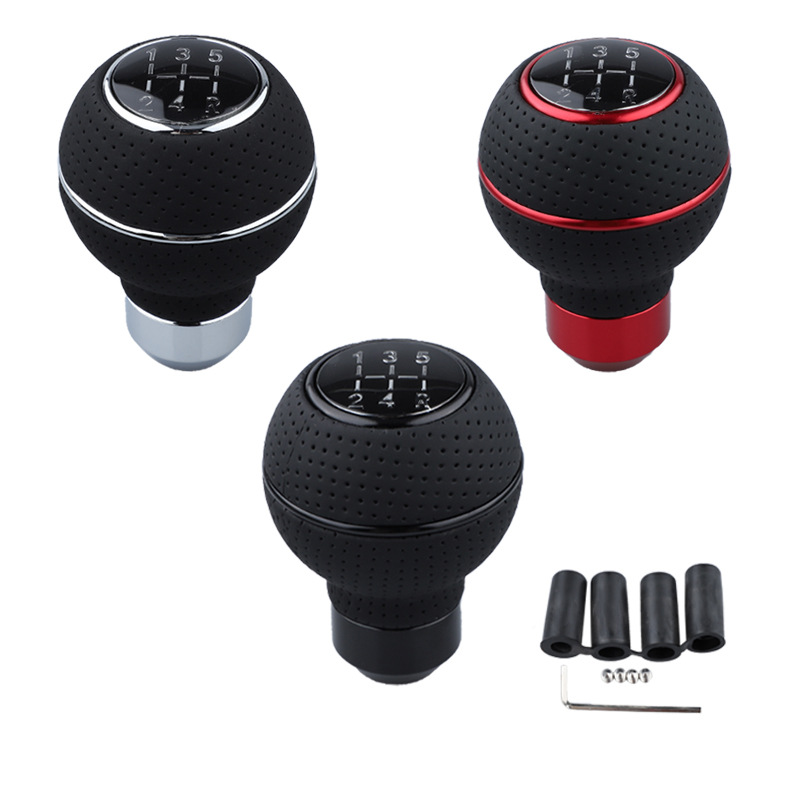 Car modification shift handle leather manual car shift lever shift head shift handle head personality wave stick 5/6 speed shift handle