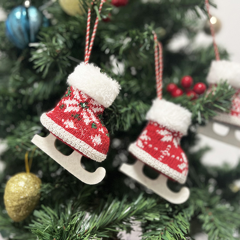 クロスボーダークリスマス装飾ニットぬいぐるみスケート靴スケート靴ペンダントクリスマスツリー装飾ペンダント|undefined