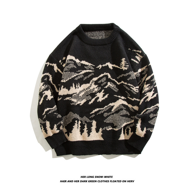 Sweater men's spring and autumn Japanese retro creative sweater Harajuku style ins loose Ruan handsome pullover sweater coat