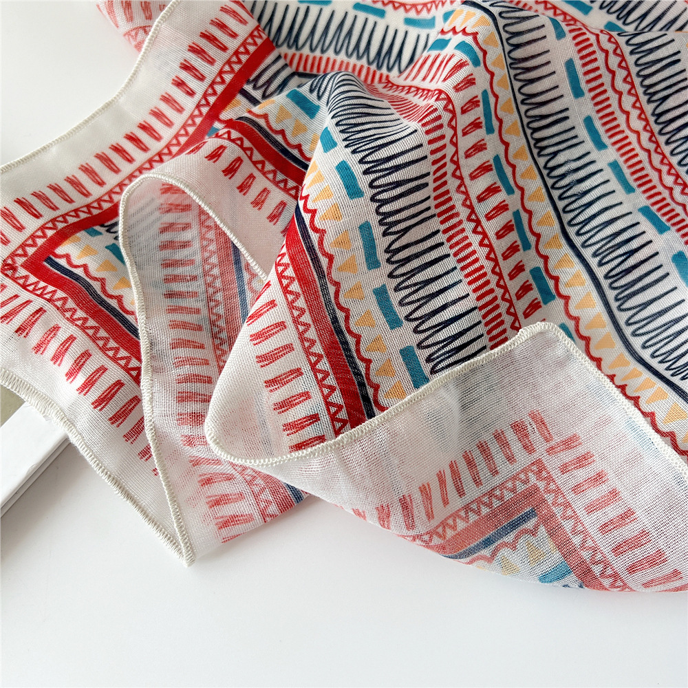 55 Cotton Linen Small Square Fresh Breathable Women's Soft Artistic Decorative Small Scarf Summer Scarf Women's Fashionable All-match Small Wai