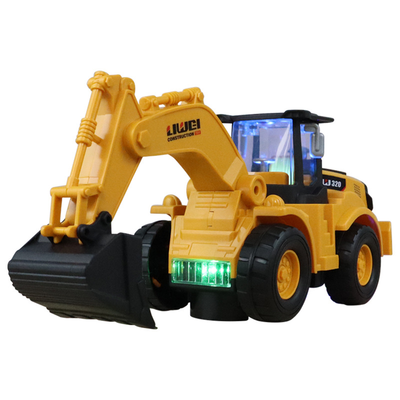 Children's electric excavator toy boy flashing light music toy car bulldozer Universal Engineering car excavator