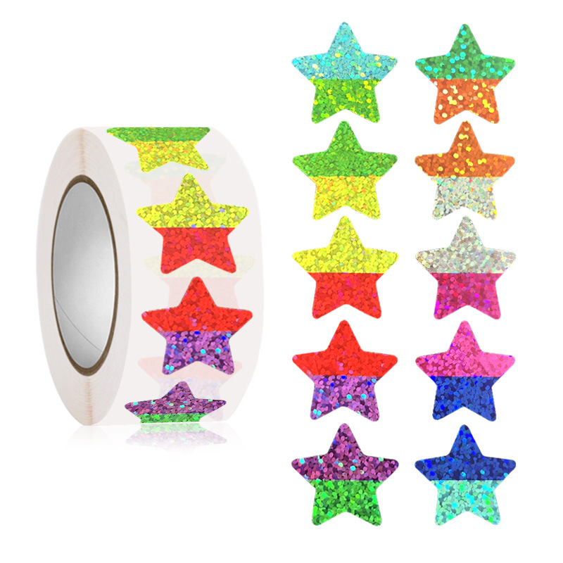 Cross-border sticker small round dot laser 10 colors multicolor star shape 500 sheets/tube label gift wrapping sealing sticker