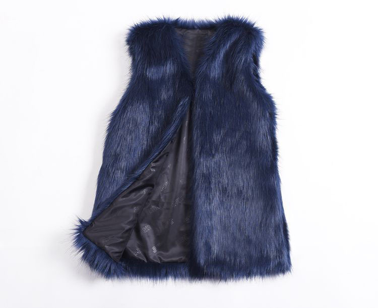 Fur Vest Women's Mid-length faux fox fur vest plus size women's vest thickened vest fur coat Korean style