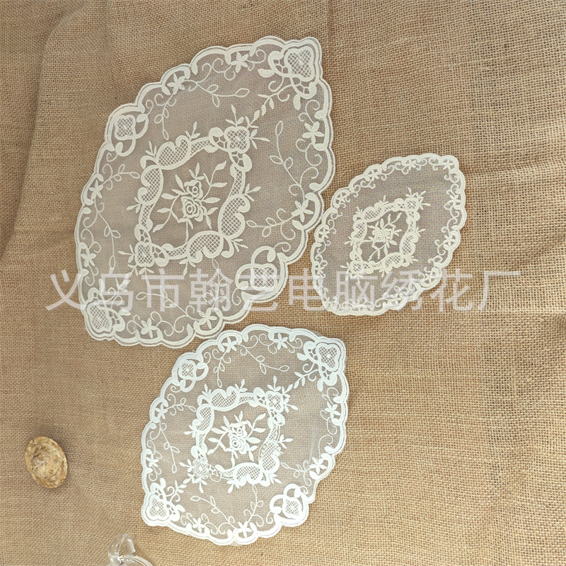 French Oval Ins Style Vintage Embroidered Placemat Girl's Table Mat Cover Towel Photo Props Decorative Mat