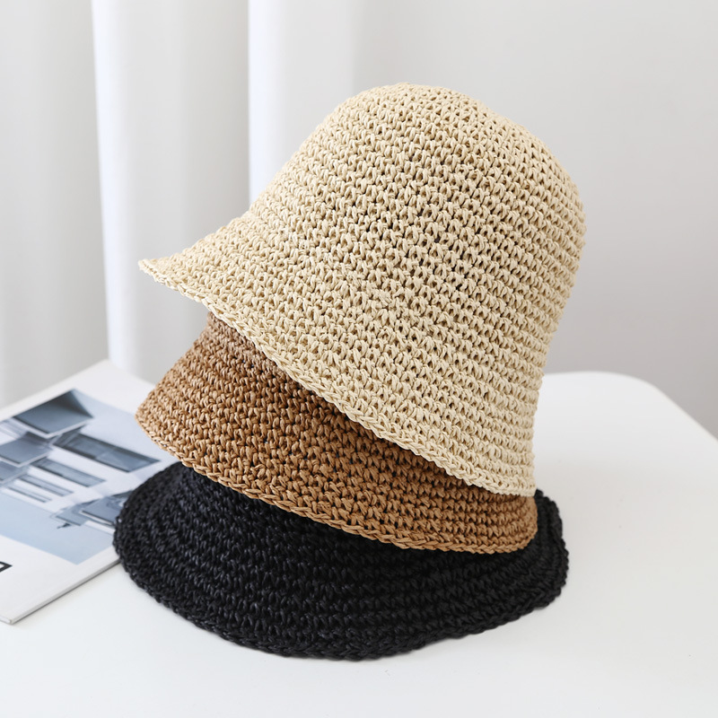 Internet celebrity style woven straw hat female fresh Beach sun protection hat female Japanese style trendy small brim fisherman hat