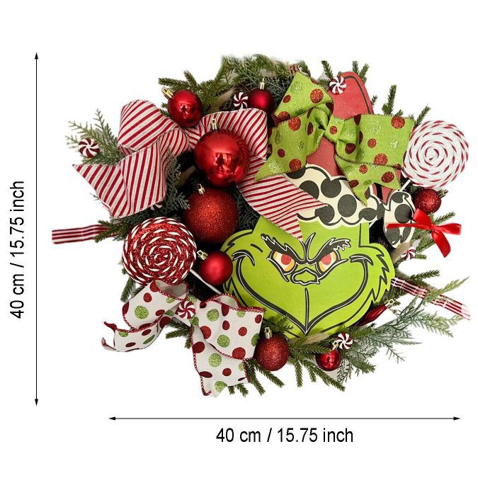 New Christmas garland Grinch front door Garland Christmas Wreath Grinch holiday decoration_voghion.com