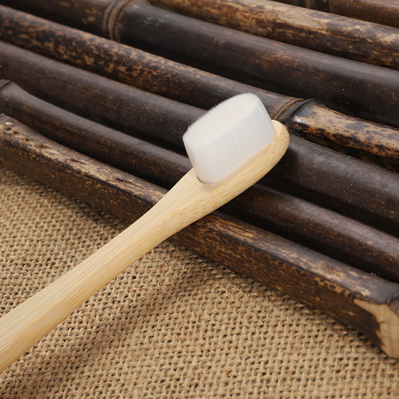 Factory supply ten thousand bamboo toothbrush simple soft wool round tail flat bamboo toothbrush comfortable bamboo adult toothbrush