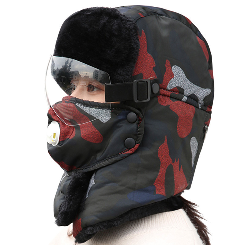 Hat Men's Winter Electric Car Windproof Cold-proof Lei Feng Hat Women's Thickened Warm Ear and Eye Protection Northeast Cotton Hat