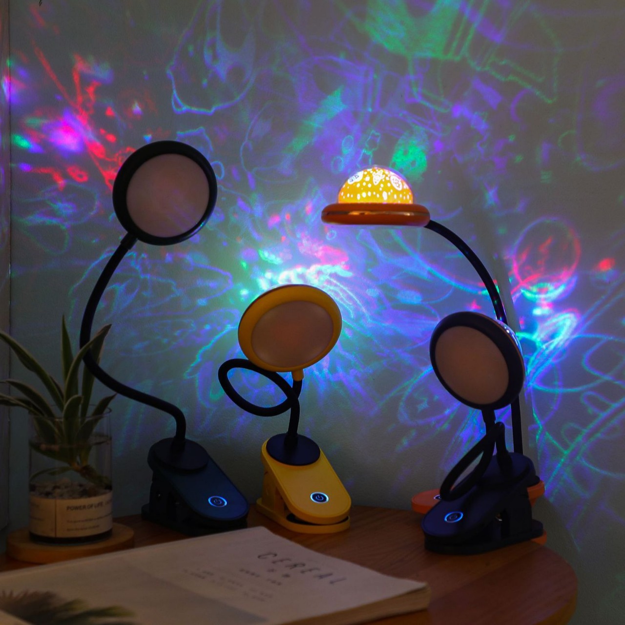 Cross-border best-selling celebrity charging projection atmosphere desk lamp USB creative starry sky clip night light INS colorful light