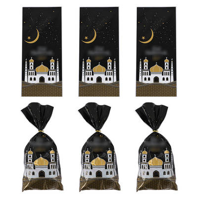 Holiday gift packaging wholesale black opp flat Pocket Star Moon color printed food tie pocket