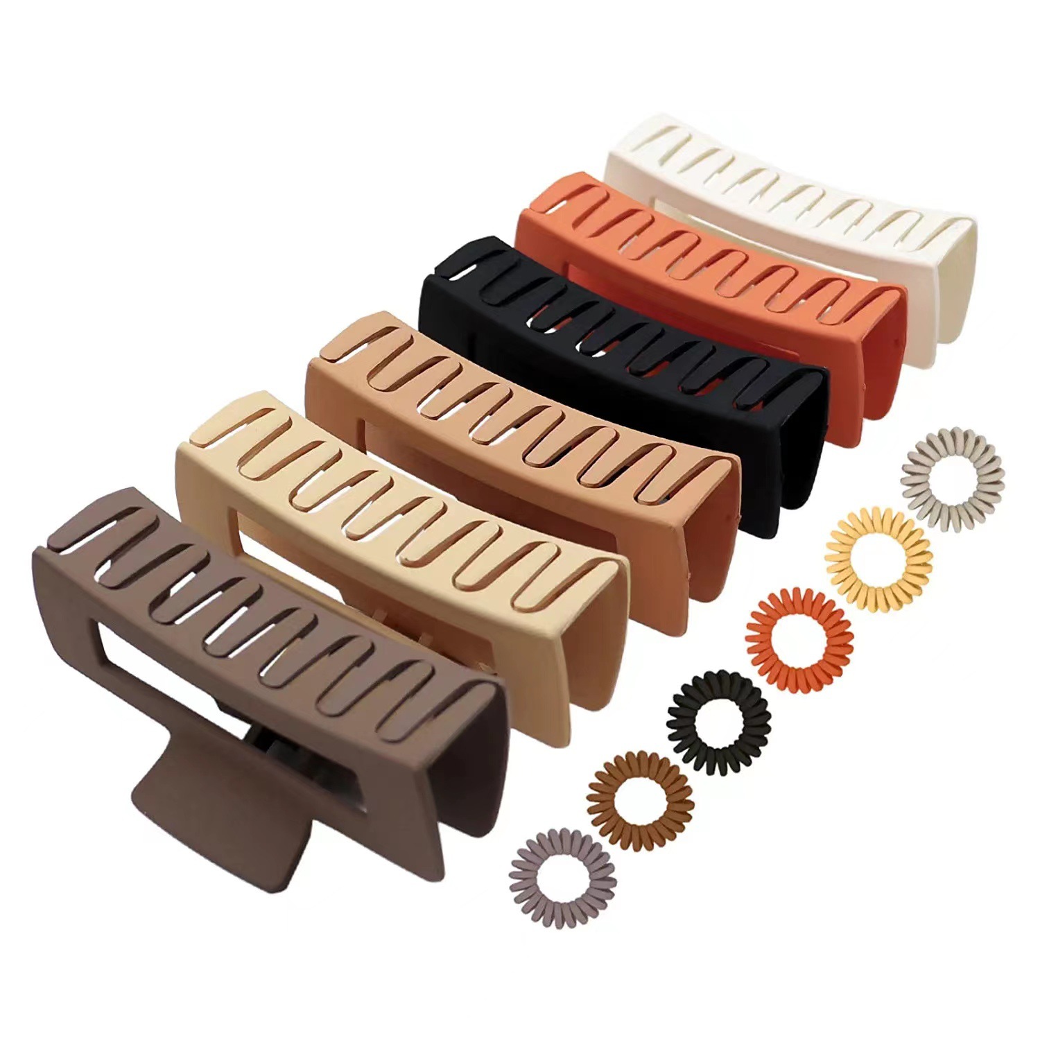 New Morandi Square Large Grab Clip Shark Clip Simple High Elastic Telephone Line Hair Ring Hair Accessories Wholesale_voghion.com