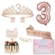 No. 3 Rose Gold Crown Shoulder Strap Gift Box Pin Cake Decoration