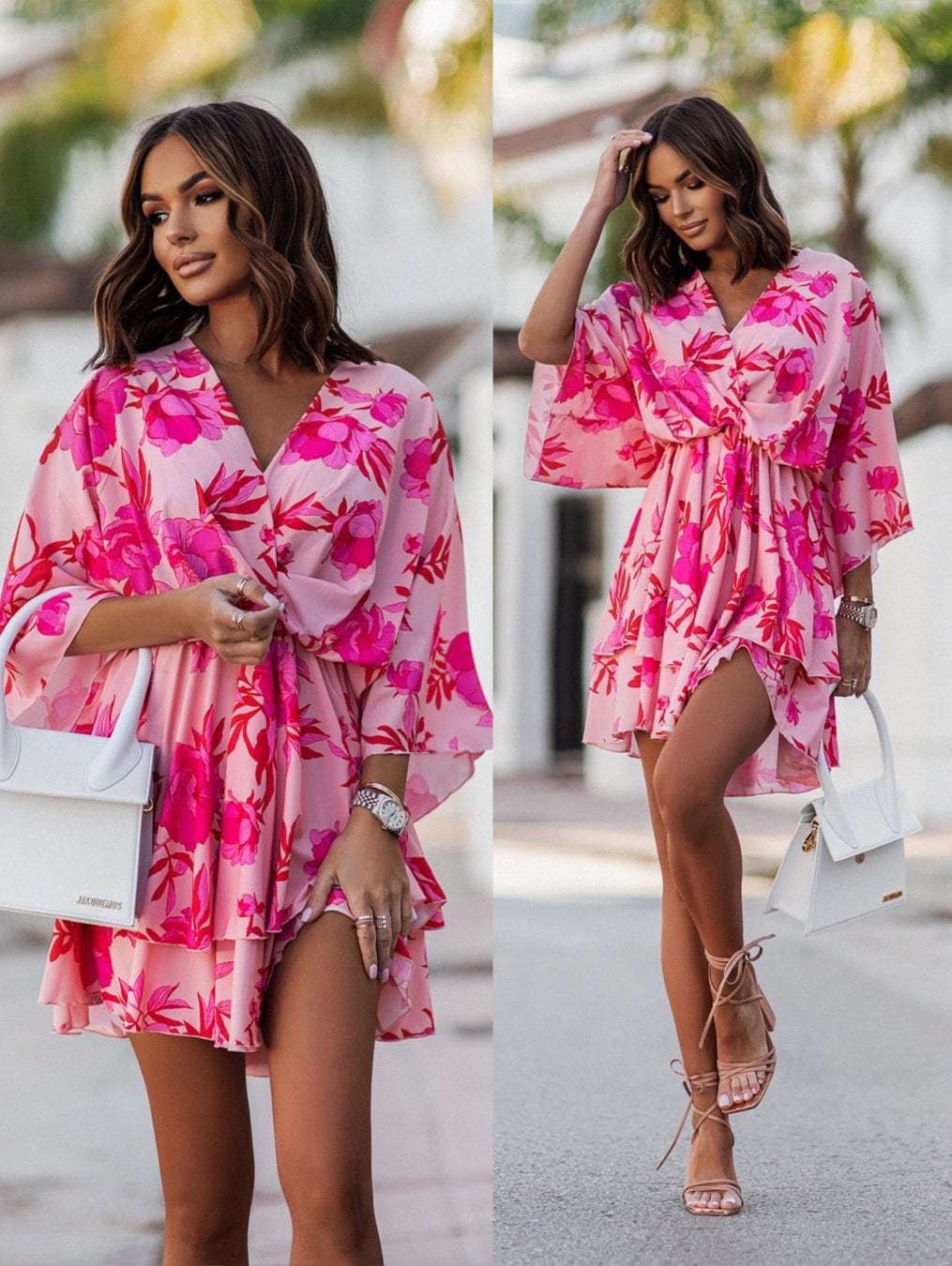 Foreign trade 2022 new Amazon European and American style fashion printed wave sleeve dress women