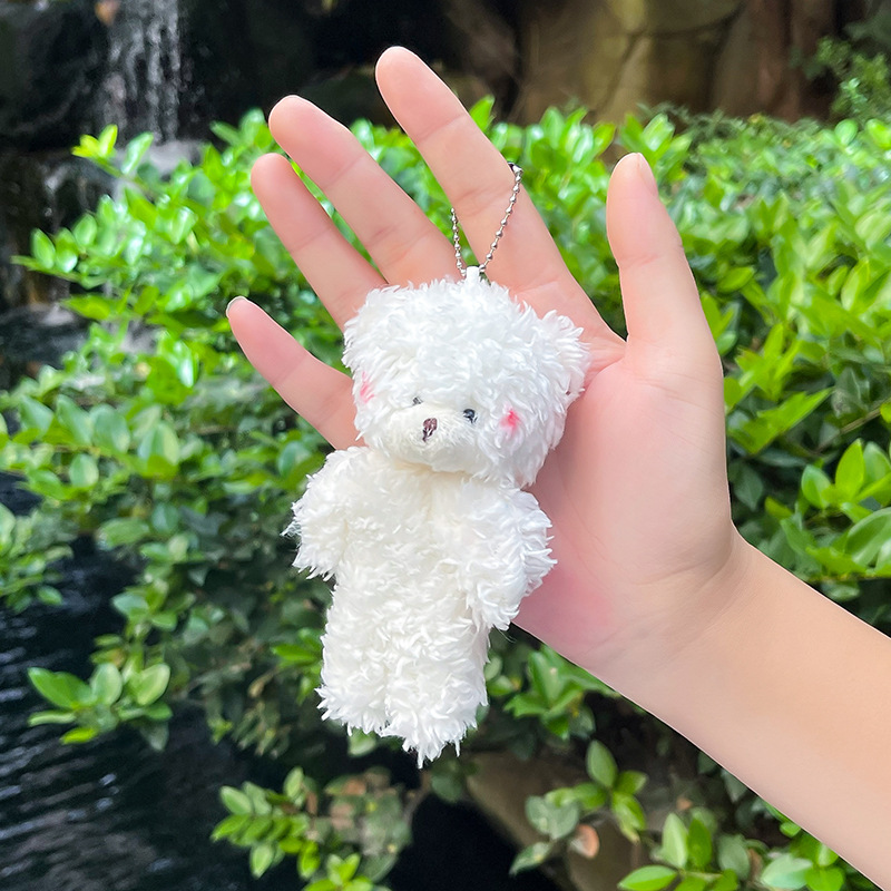Rabbit doll cute blush one-piece teddy bear keychain bag ornaments doll plush bear pendant 