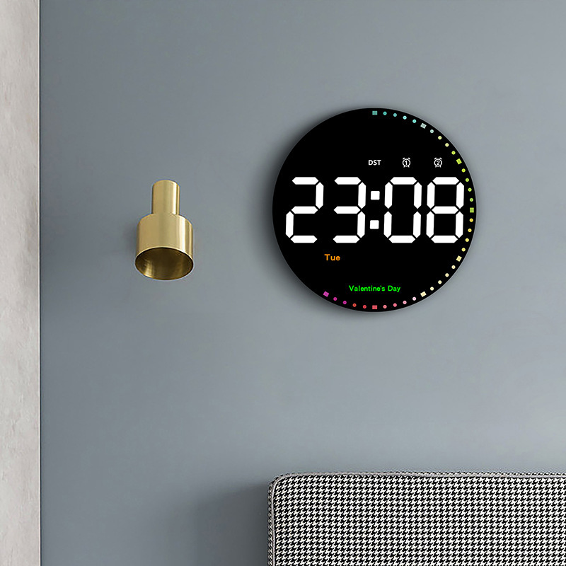 Digital electronic clock perpetual calendar wall clock living room simple decoration led clock colorful smart clock Wall 6635