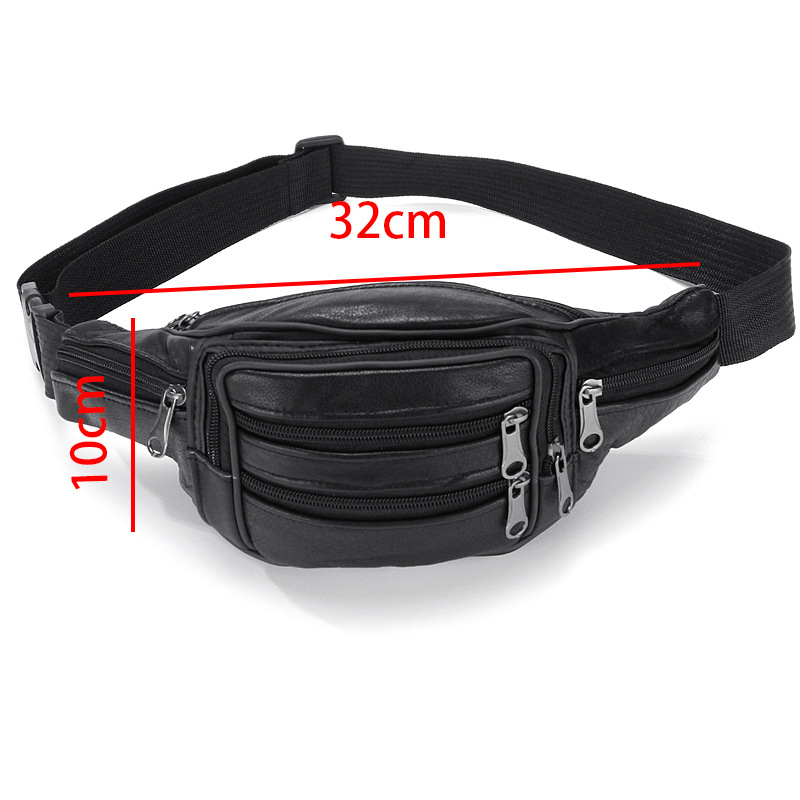 6 pull multi-functional cowhide waist bag men's large capacity stall business cashier coin purse factory wholesale