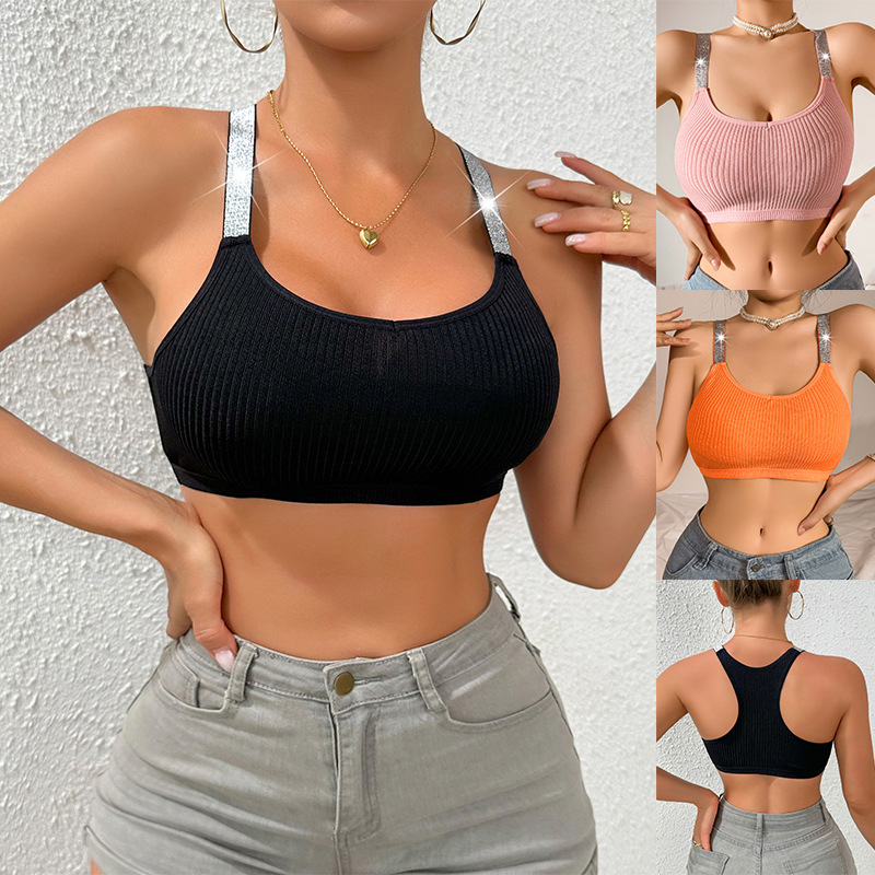 European and American Bra Amazon Small Vest Underwear Short Navel-exposed Spice Girls Women's Sling Top Outer Wear Slim-fit Cross-border