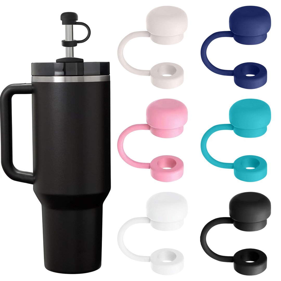10MM explosive pen holder straw cap simple silicone straw sleeve solid color food grade silicone Stanley cup dust cap