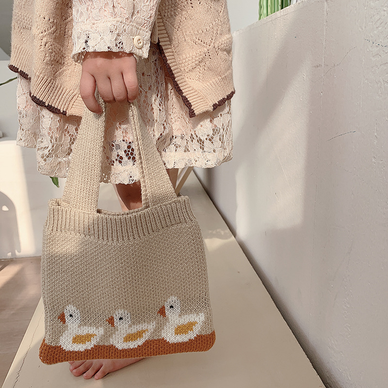 Autumn South Children's Backpack Autumn/Winter Cartoon Duck Unisex Knit Single Shoulder Bag Small Bag Baby Handbag