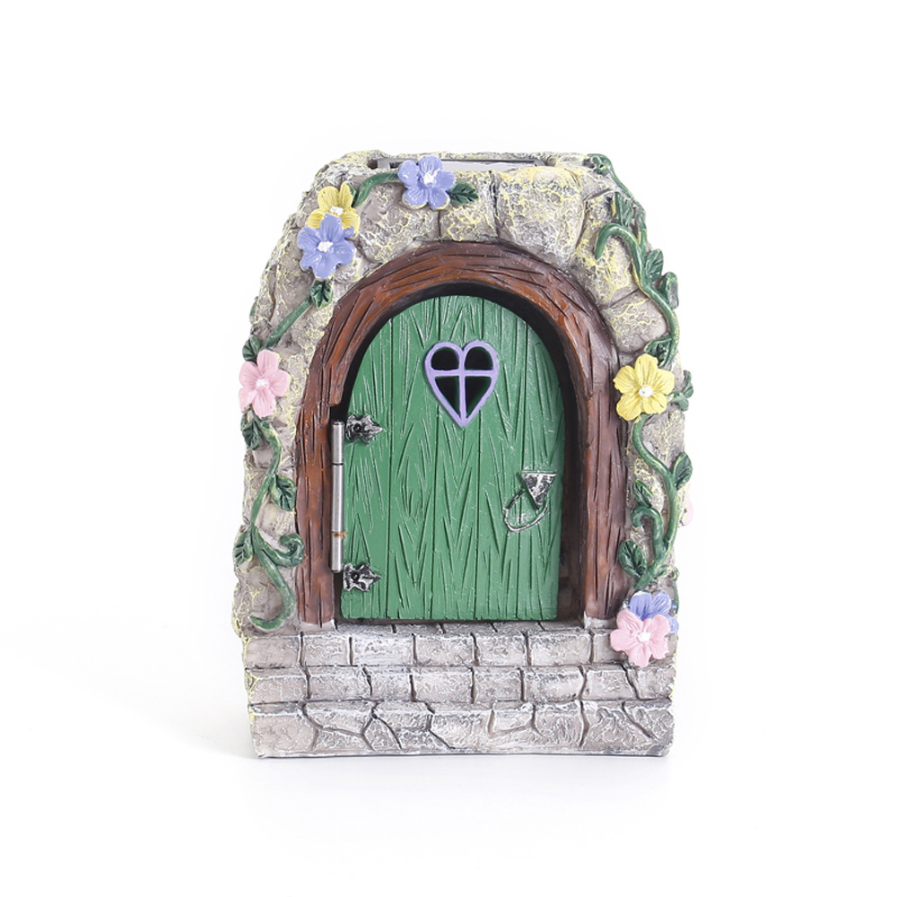 Cross-border Hot-selling Pastoral Design Stair Jewelry Solar Outdoor Garden Light Fairy Garden Stone Gate Resin Ornaments