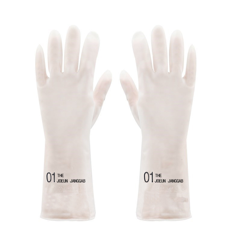 Kitchen dishwashing gloves women's white waterproof mop laundry gloves household cleaning gloves plastic rubber gloves