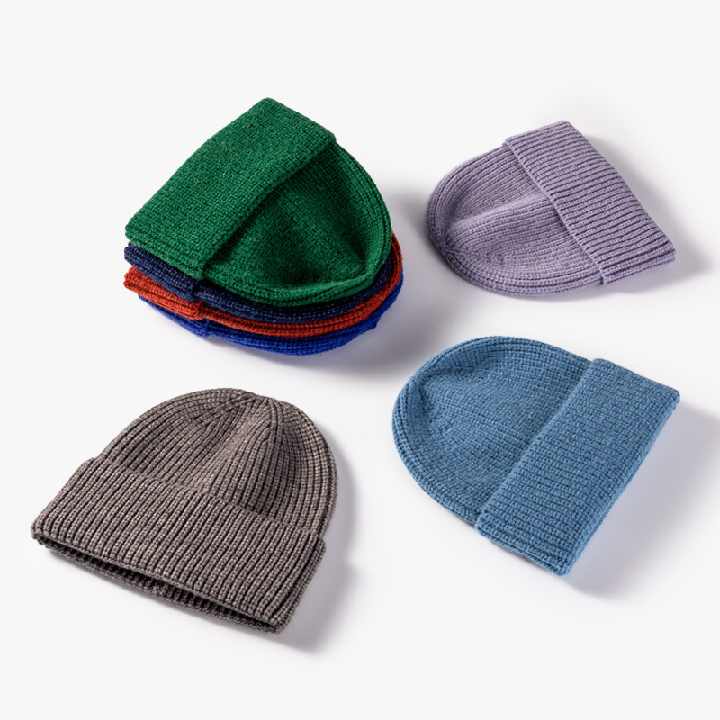 2023 autumn and winter Korean version of wool hat women's warm light plate solid color knitted hat men's loose foreign trade winter hat manufacturers wholesale