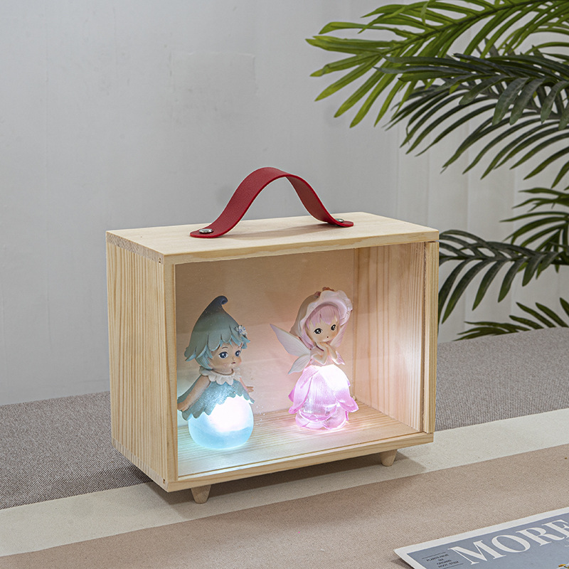 Hand-made Pine Packaging Box with Lid Desktop Decorative Ornaments Acrylic Transparent Toy Hand-made Display Box with Lid