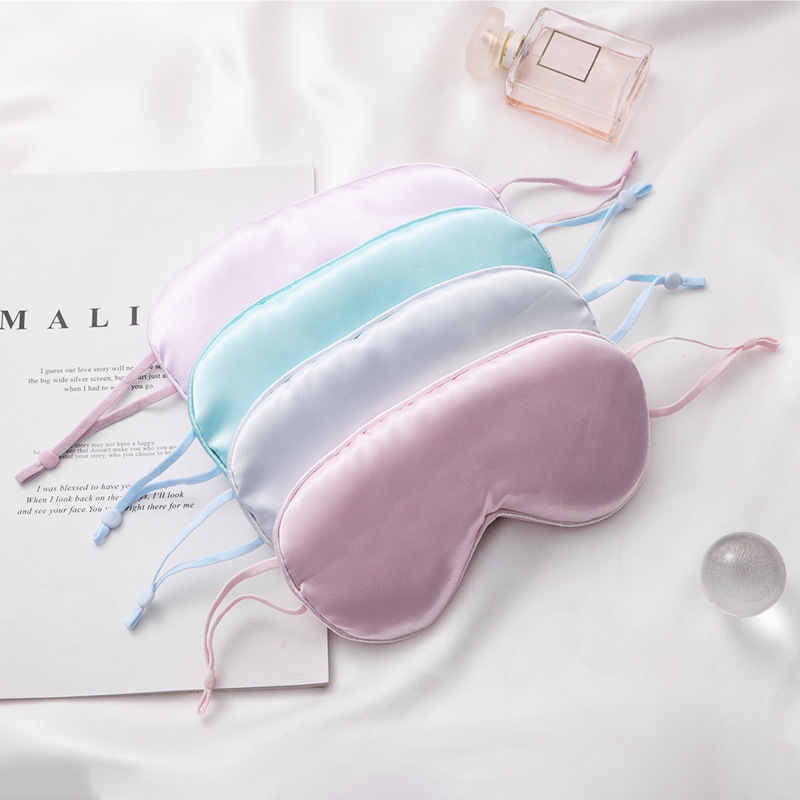 Hanging ear-type imitation silk eye mask wholesale travel shading sleep eye mask dormitory double-sided printed logo silk eye mask