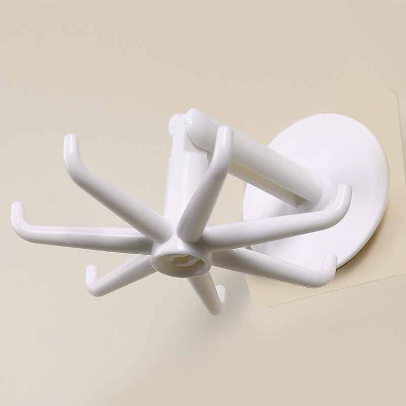 Upgraded Multi-functional Rotating 7-claw Hook Kitchen Storage 360-degree Traceless Hook Household Non-punching Hook
