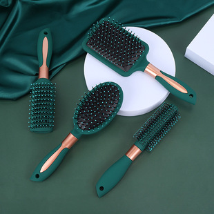 Massage comb dark green elastic paint air bag comb lady hair negative ion curly hair comb printed logo air cushion comb
