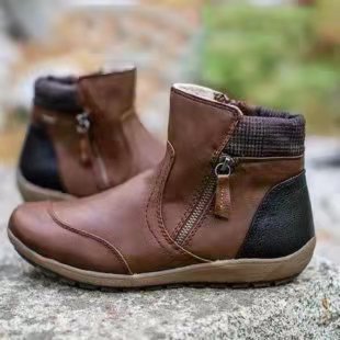 Spot independent station European and American large size short Martin boots 2022 autumn and winter new double zipper flat Martin boots wish