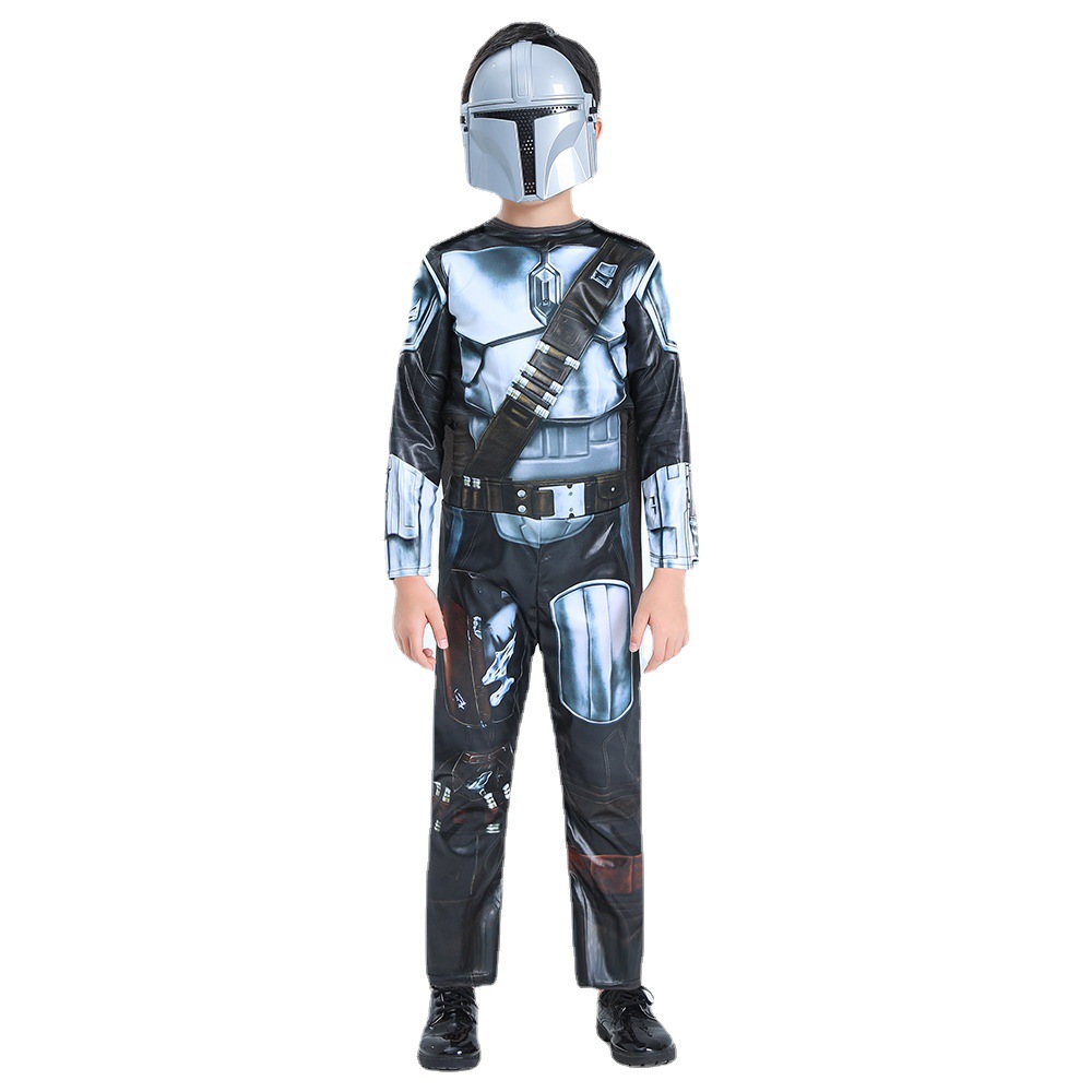 Galaxy Bounty Hunter Mandalorian Kids Play Costume Halloween Holiday Party Show Dress Up