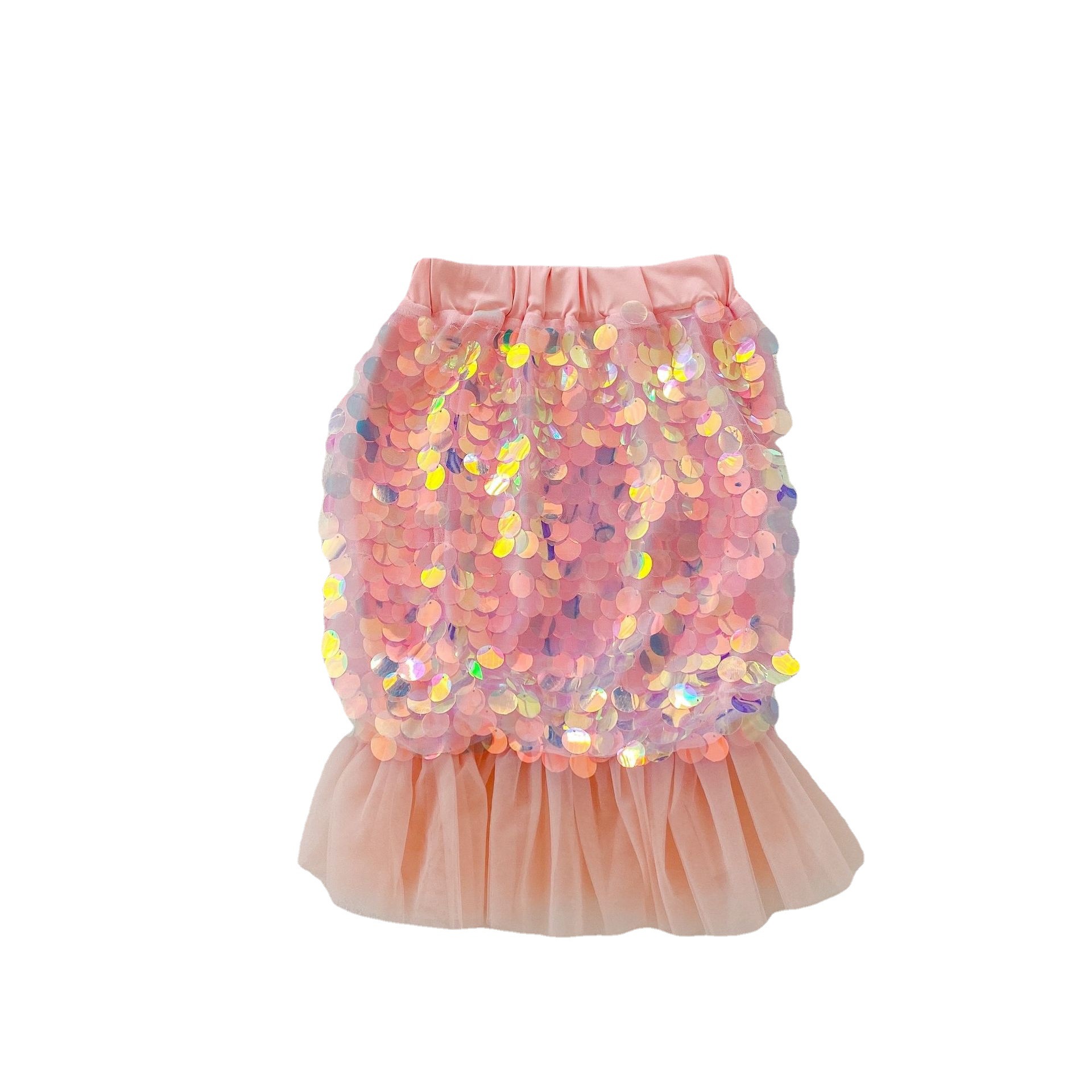 Spot 2023 Children's Skirt Spring and Summer New Children's Western Style Sequin Fishtail Skirt Little Girl Mermaid Princess Skirt