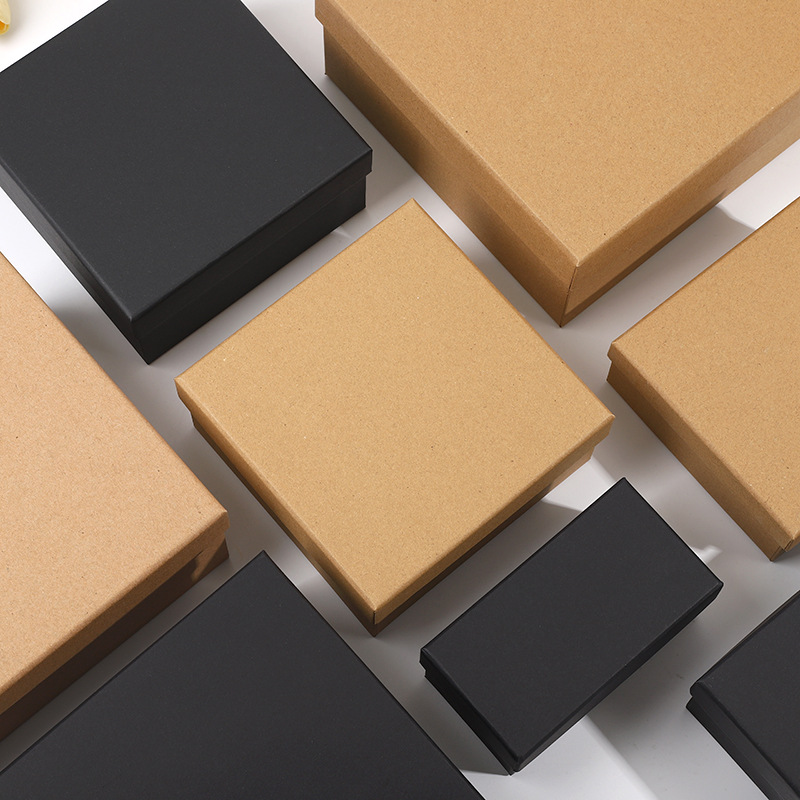Heaven and Earth Cover Black Birthday Gift Box Accompanying Gift Box Large Rectangular Box Kraft Paper Gift Packaging Box