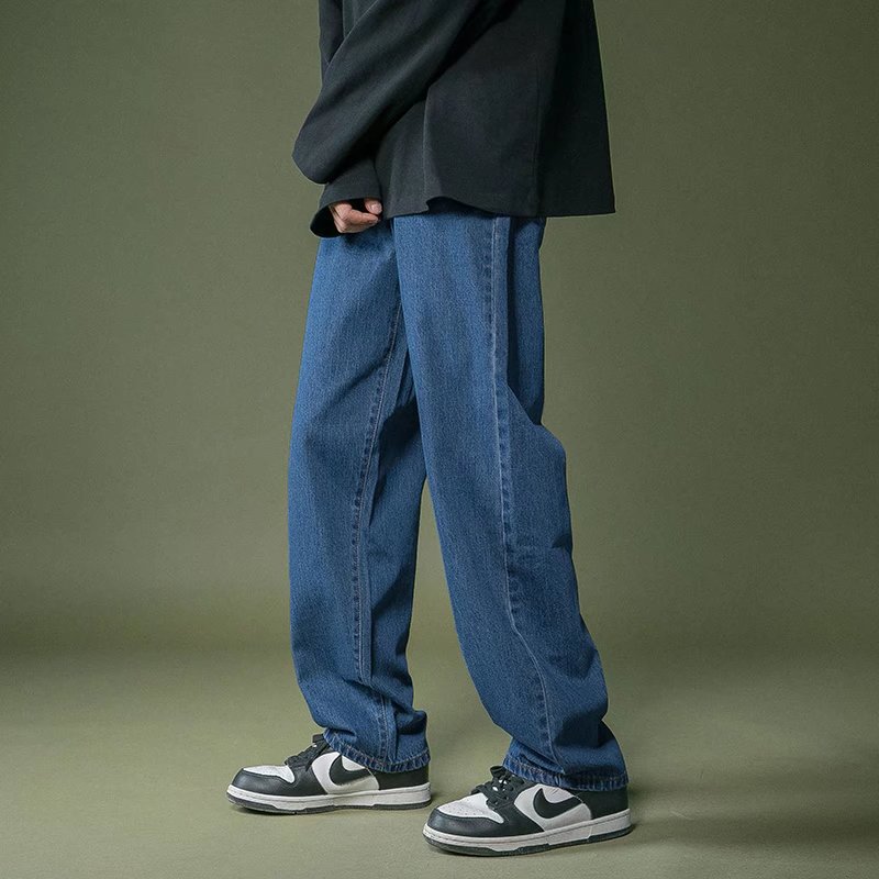 Casual Jeans Boys Trendy Brand Loose Straight Wide Leg Pants 2023 New High Street Casual All-match Pants