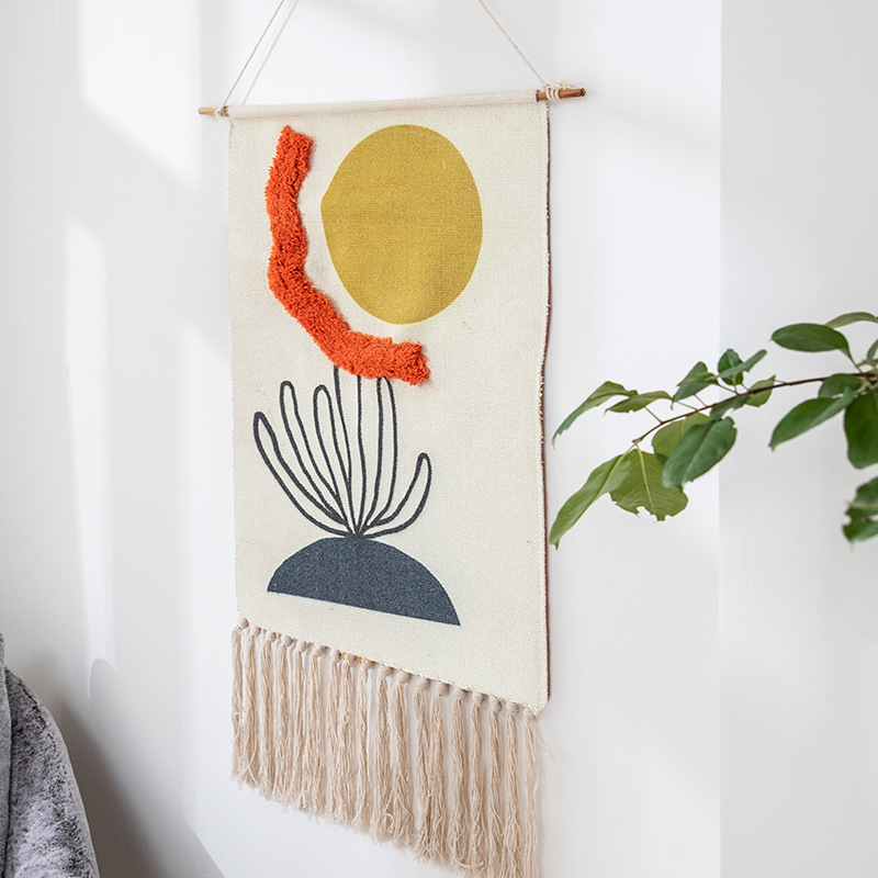 Indian hand-woven B & B tassel tapestry decoration Nordic meter box hanging picture fabric background cloth bedroom hanging cloth
