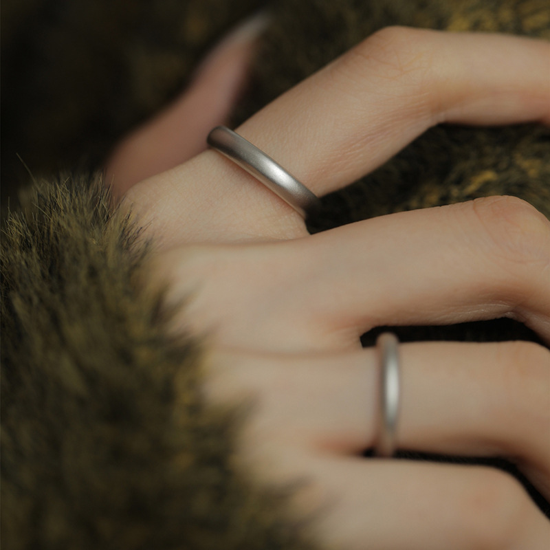 Fog Surface Frosted Plain Ring Adjustable Ring Women's Simple Style Niche Design Advanced Sense Couple's Ring 2023 New Style_voghion.com