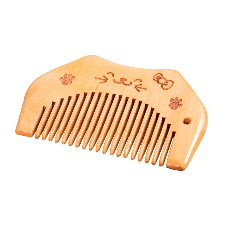 Peach Wood mini portable comb small wooden comb children's comb baby cute kitten comb wholesale