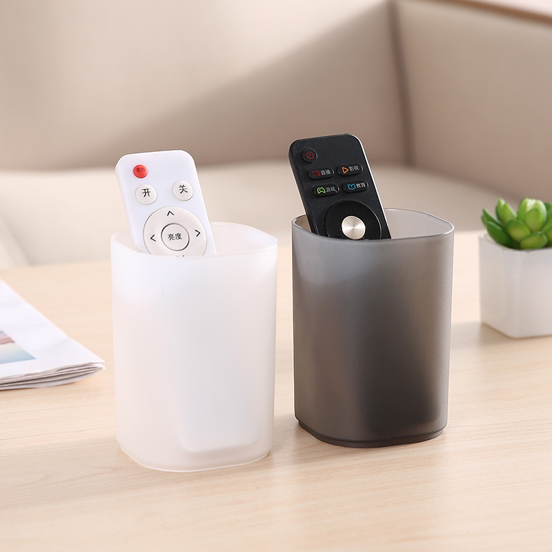 Large capacity pen holder desktop transparent frosted square storage barrel home storage finishing multi-functional office pen holder